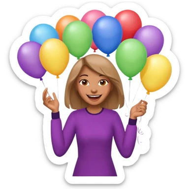 caricatura gorgi gales hembra celebrando feliz con globos y emocion  sticker