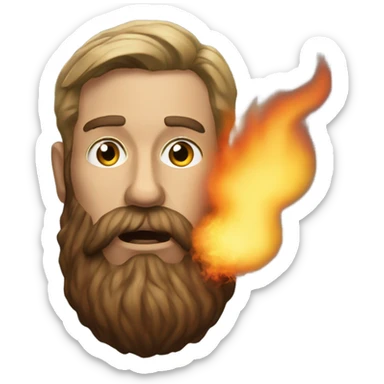 realistic portrait of bearded male breathing fire sticker