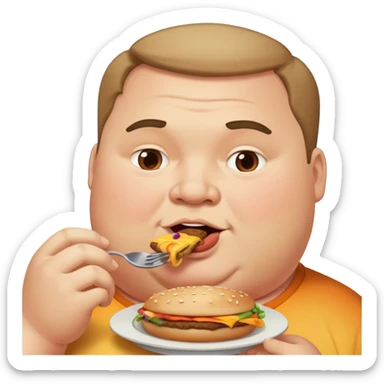 gay fat guy eating food sticker