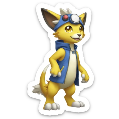 Cute cool anthro Digimon-Pokémon-animal full body sticker