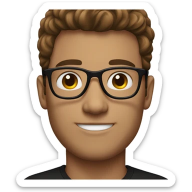 my boyfriend brown hair black glasses  sticker