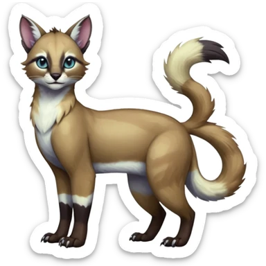 Colorful dark tropical pale light fruity pastel white glorious divine exotic cute cool beautiful shiny beautiful fantasy-caracal-civet-genet-sergal-vernid-Gryphon-Cacomistle-Trico-oncilla-animal-Fakémon-hybrid-fursona (full body) sticker
