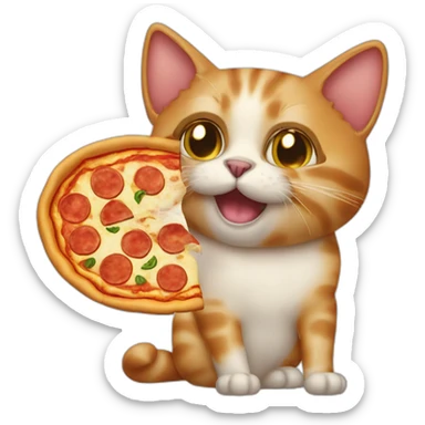 Cat mange de la pizza sticker