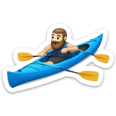 Man with beard paddling blue kayak sticker