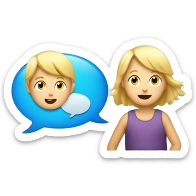 talking blond child with two speech bubbles near sticker