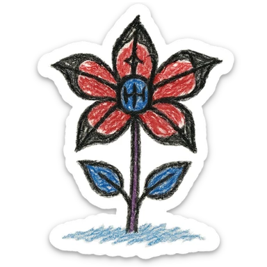gothic flower, children doodle style sticker