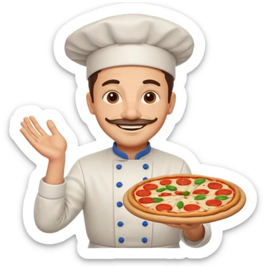 smiling Italian chef spinning pizza dough sticker