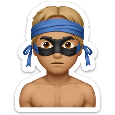 tied up man with blindfold shirtless sticker
