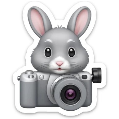 gray rabbit white camera sticker