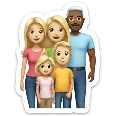 Dad And mom with 2 sisters blonde and 2 brothers  sticker