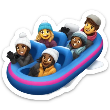 A group of friends is going snow tubing in Park city. It is a group of 5 girls and 4 boys, and one of the couples just gotten engaged. They are going snow tubing, but alongside them a group of parents are going bobsledding. sticker