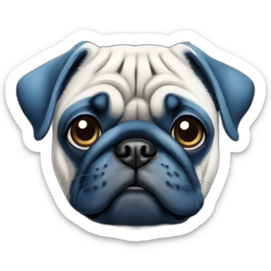 blue and white painted pug sticker