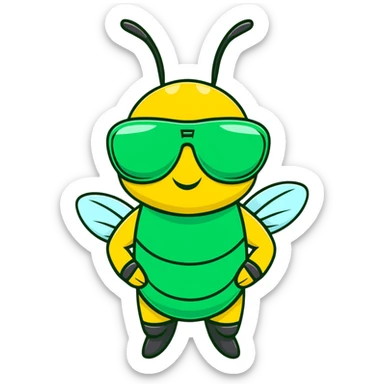 green bee wearing sunglasses sticker