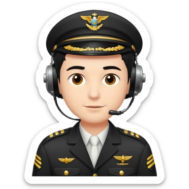 A male pilot with fair skin and short black hair sticker