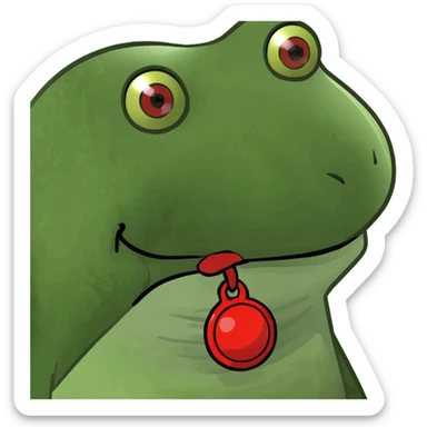 Doraemon character, blue robotic cat with a red nose and bell, bufo frog meme style sticker