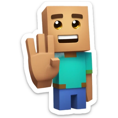 Welcome emoji like a minecraft block saying Hi while waving hand sticker