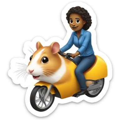 Woman riding a hamster sticker