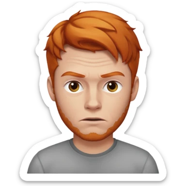 The 🤨 raised eyebrow emoji but with short ginger hair (a man) sticker