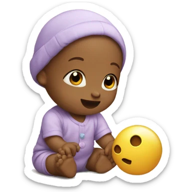 Baby playing with toy sticker