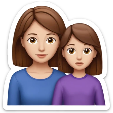 Mom and daughter with brown hair  sticker