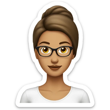 Femme  cheveux lisse long brun lunette qui est en train de lire sticker