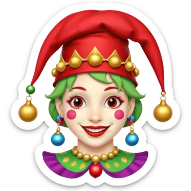 Jester – Smiling trickster with colorful hat and bells sticker