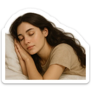 brunette girl sleeping, variation 4, peaceful and serene sticker