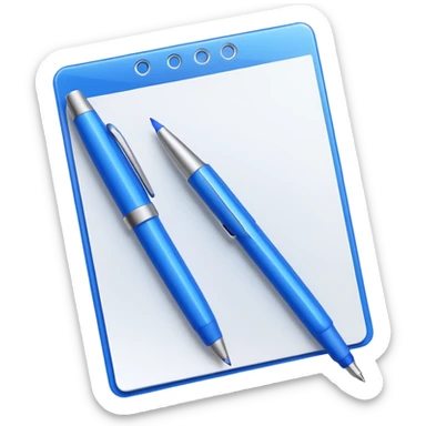 white paper and a blue colored pen sticker