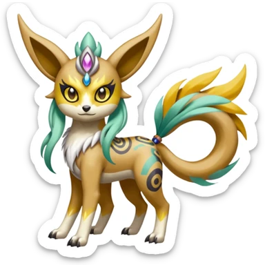 Tribal Exotic Meloetta-Renamon-Protogen-Palkia-hybrid-fusion-Fakémon-creature, full body sticker