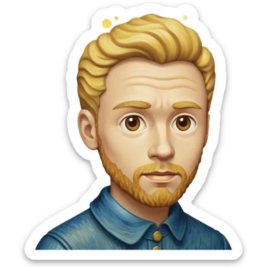 cinematic-realistic-vincent-van-gogh-pop-culture-emoji,-featuring-an-expressive-portrayal-inspired-by-the-legendary-painter-rendered-with-dynamic,-swirling-textures-and-artistic-lighting. sticker
