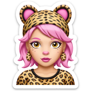 P!nk in leopard costumes with leopard headband sticker