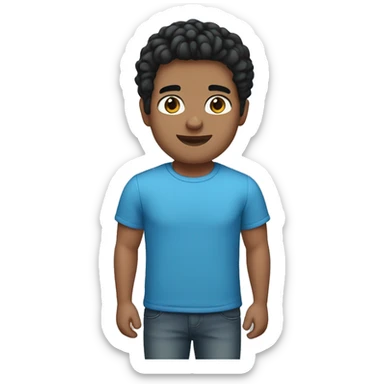 Guy with red t-shirt black hair light skin blue eyes sticker