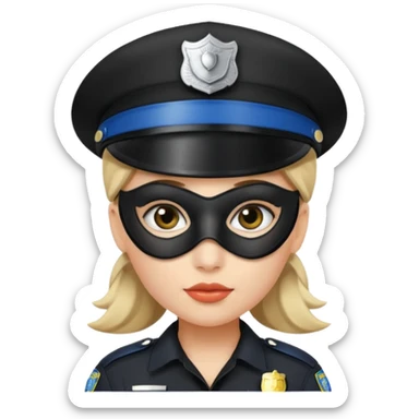thief with police hat, thief mask, thief black dress. sticker