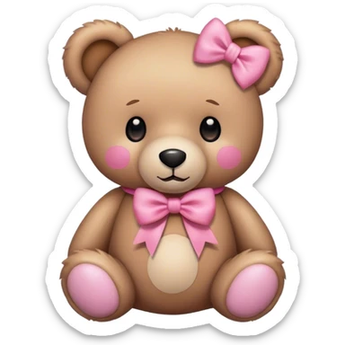 Teddy bear with a pink bow around the bear sticker