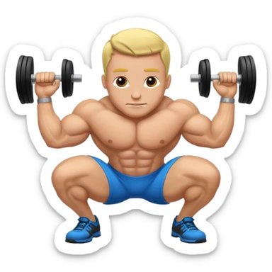 Bodybuilder bold doing pushups sticker