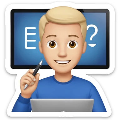 happy man leaving review sticker