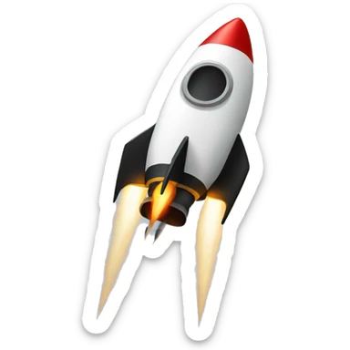 A black rocket that takes off, showing the symbol 0 sticker