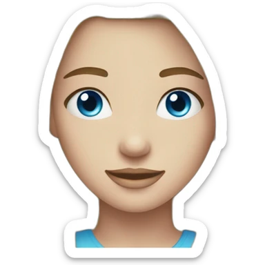 girl blue hair mullet face blue eye smile sticker