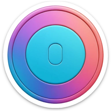 
One  3d credit coin color in in gradient of turquoise, blue, pink, purple, and coral sticker
