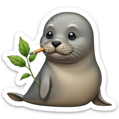 Grey slim seal Smoking weeds sticker