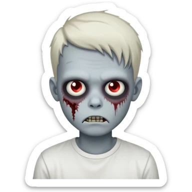 zombie boy with emo hair and white shirt sticker