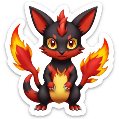 Cute Shiny Guilmon-Quilava-Litten-Umbreon-Fakémon-hybrid-creature (full body)  sticker