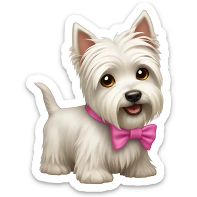Weestie highland terrier with a pink bow sticker