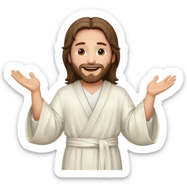 my workmate accidentally misspelled "Jesus christ" as "Jesbus christ", make an emoji of jesus with his hands on his hips, making a face as if he's laughing at how silly someone is sticker