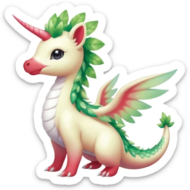 Shiny Sparkly beautiful gorgeous ethereal Scaley Exotic Shaymin-Aurorus-Dragonair-Fakémon-hybrid-creature (full body) sticker