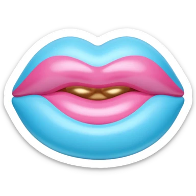 pink gold and light blue rococo inflatable lips sticker