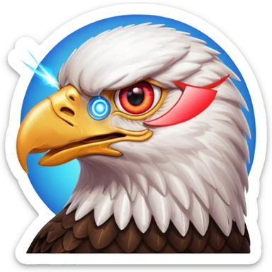 Eagle with lasers shooting out of eyes sticker