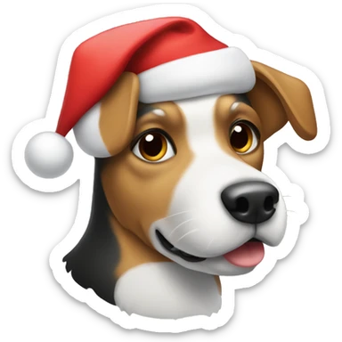 Dog wearing a Christmas hat  sticker