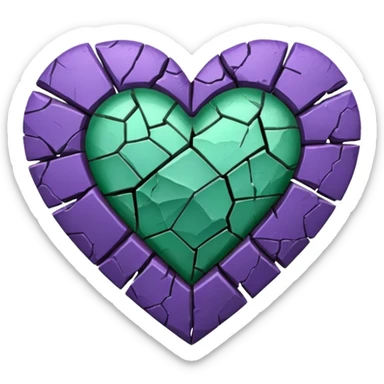 violet green broken heart sticker