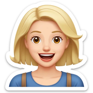 woman shrugging shoulders while laughing  sticker